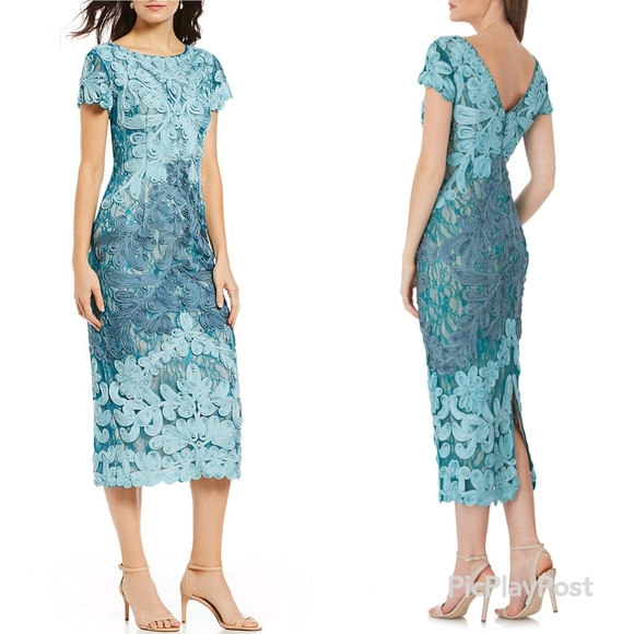 js collections soutache embroidered overlay midi dress